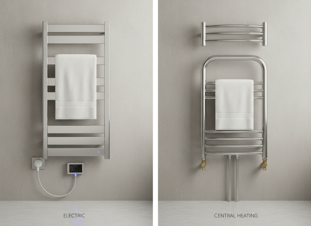 Comparison of electric and central heating towel rails Comparison of electric and central heating towel rails