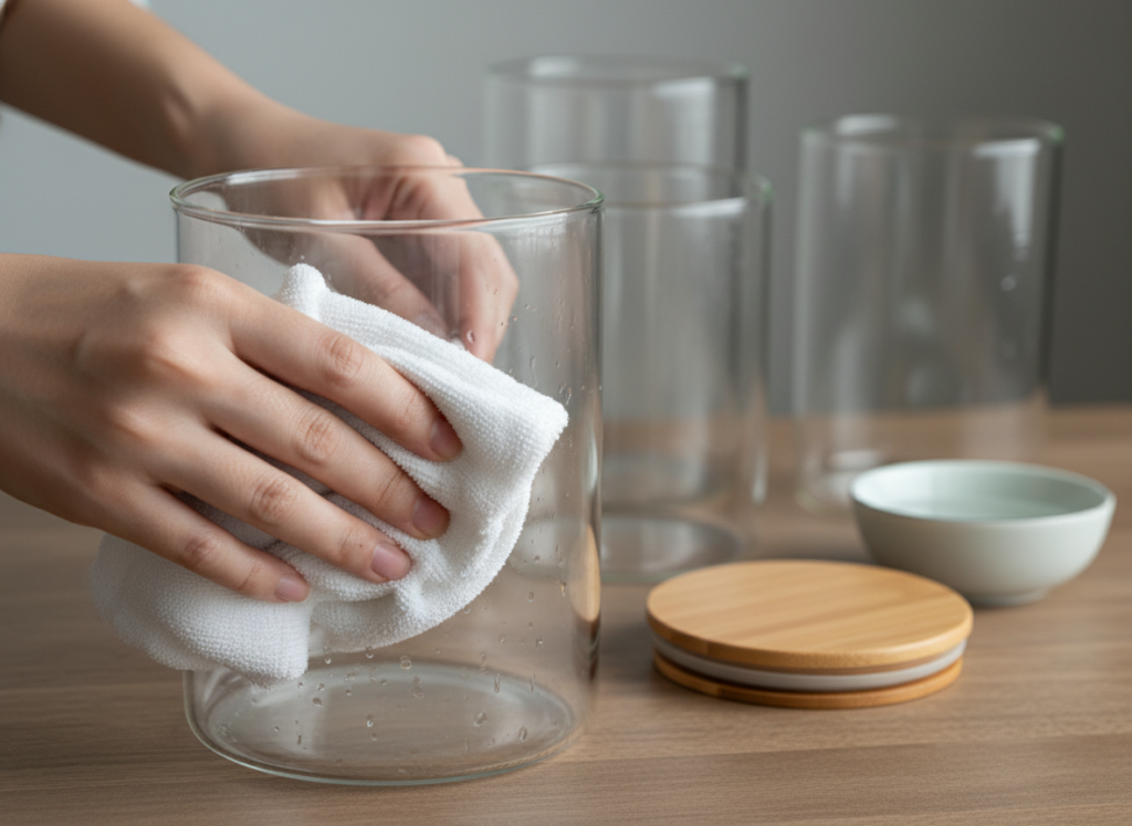 Person cleaning and maintaining a towel warmer