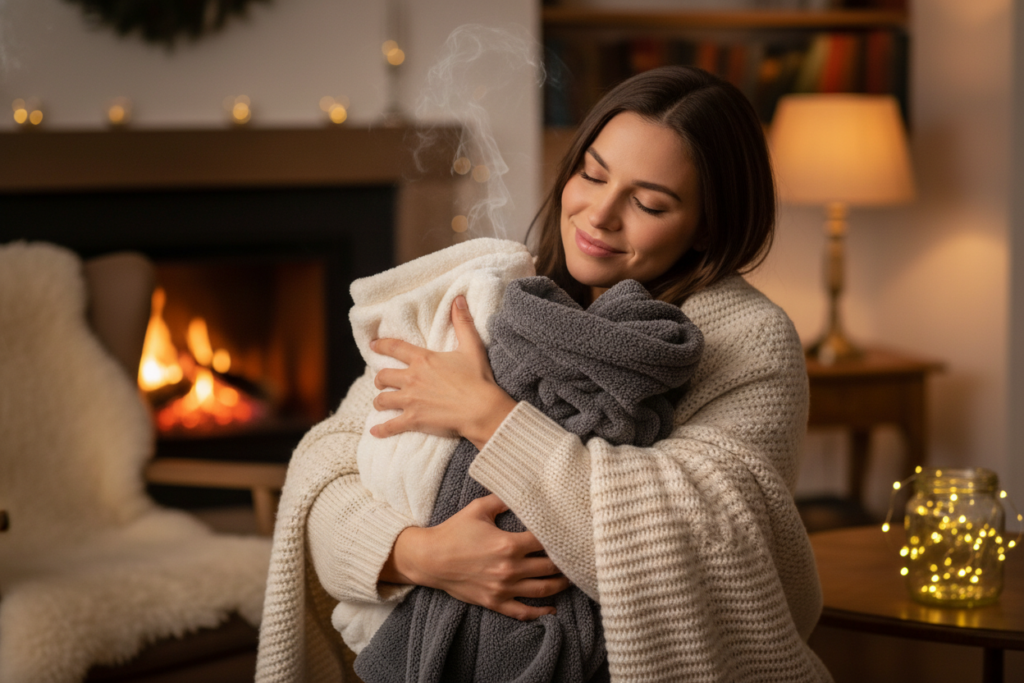 Person enjoying warm clothing suggesting alternative uses